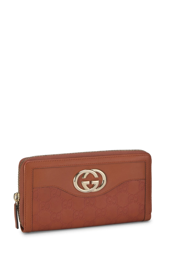 Pre-Owned Orange Guccissima Britt Zip Around Wallet QFA19L3GOB006