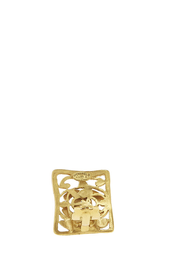 Gold 'CC' Filigree Square Earrings, , large image number 2