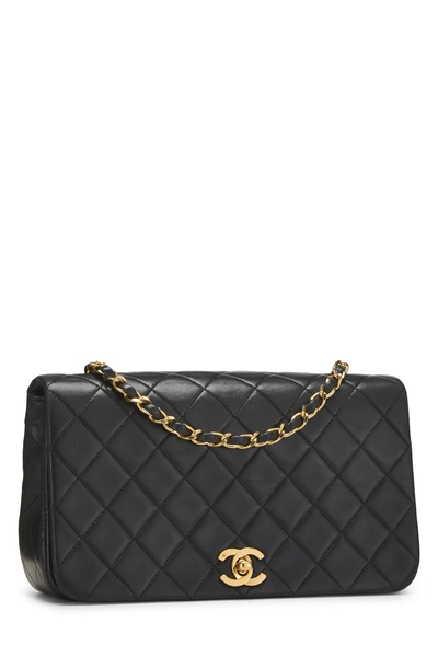 Black Quilted Lambskin Full Flap Small, , large