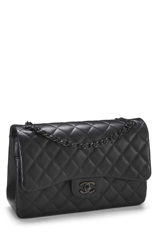Black Quilted Lambskin New Classic Double Flap Jumbo, , large image number 1