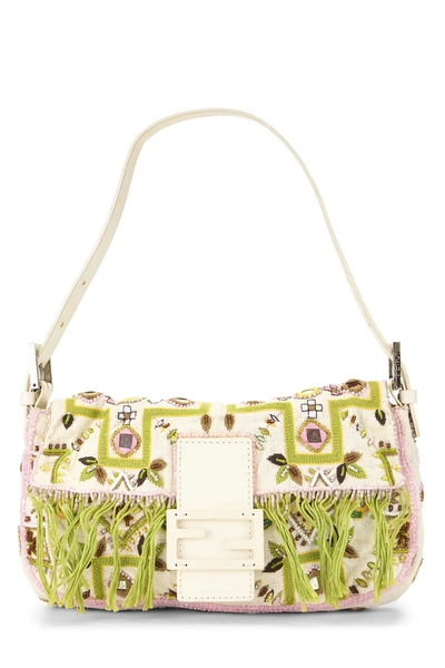 Multicolored Canvas Embellished Baguette