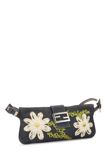 Fendi Navy Embroidered Denim Shoulder Bag — photo 2