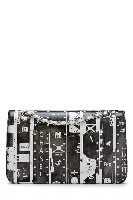 Black Calfskin Graffiti Classic Flap Medium, , large image number 3