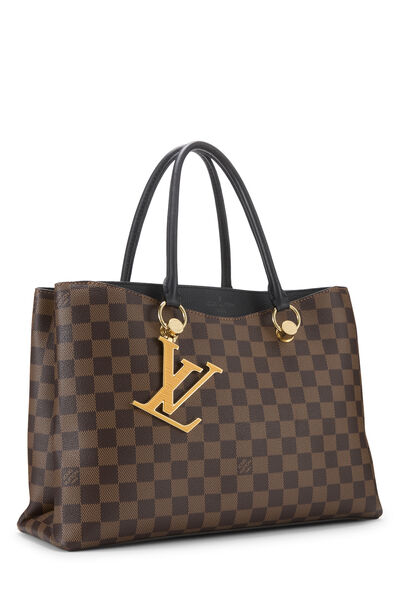 Black Damier Ebene Riverside Tote, , large