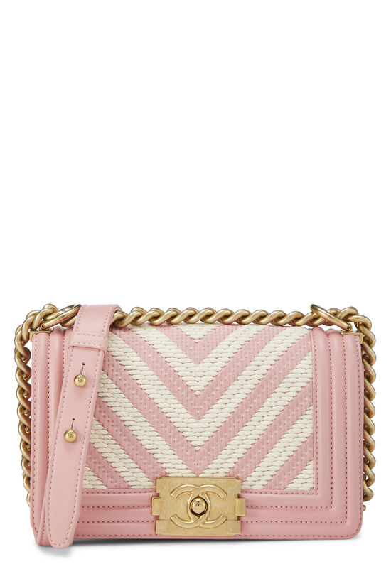 Chanel Pink Chevron Lambskin Boy Bag Small - What Goes Around