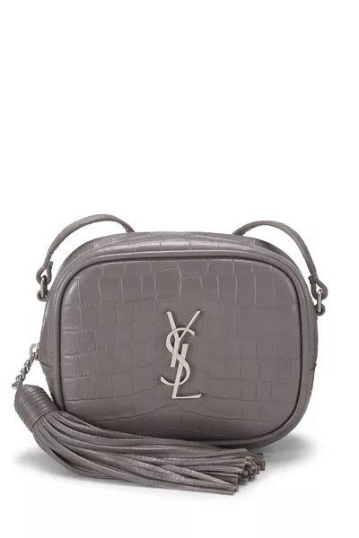 Grey Embossed Calfskin Blogger Bag