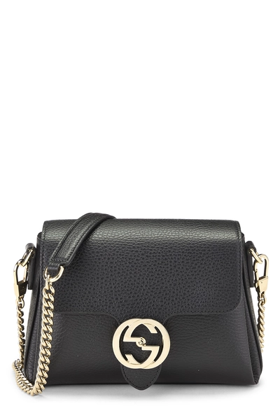 Gucci Black Leather Interlocking Shoulder Bag Small