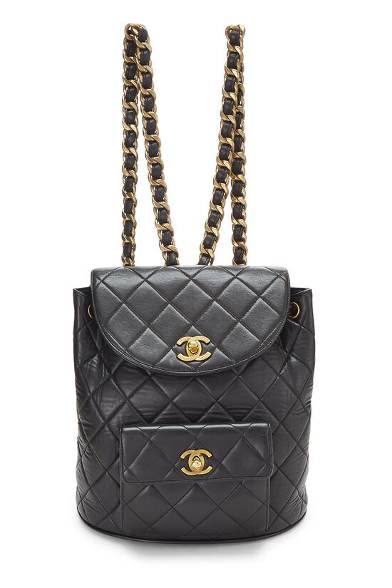 Chanel Black Quilted Lambskin 'CC' Classic Backpack Medium Q6B0NE1IK7115