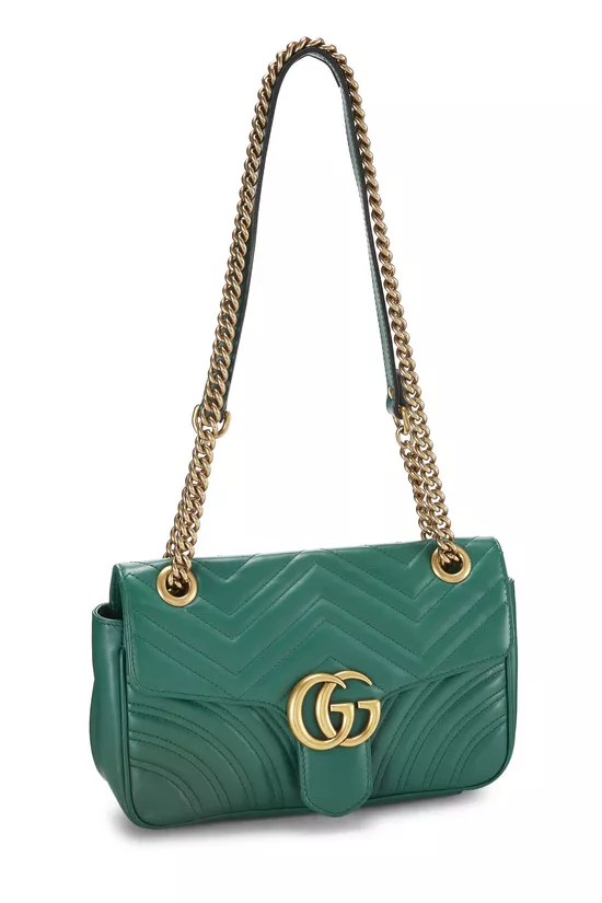 Green Leather GG Marmont Shoulder Bag Small, , large image number 1