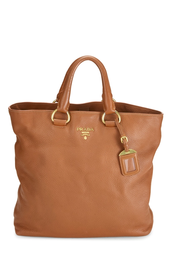 Orange Vitello Daino Shopping Tote Large, , large image number 0