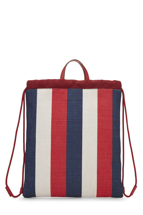 Multicolor Striped Canvas Drawstring Backpack, , large image number 3