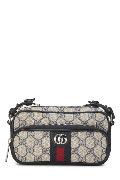 Gucci Navy GG Supreme Canvas Ophidia Convertible Belt Bag