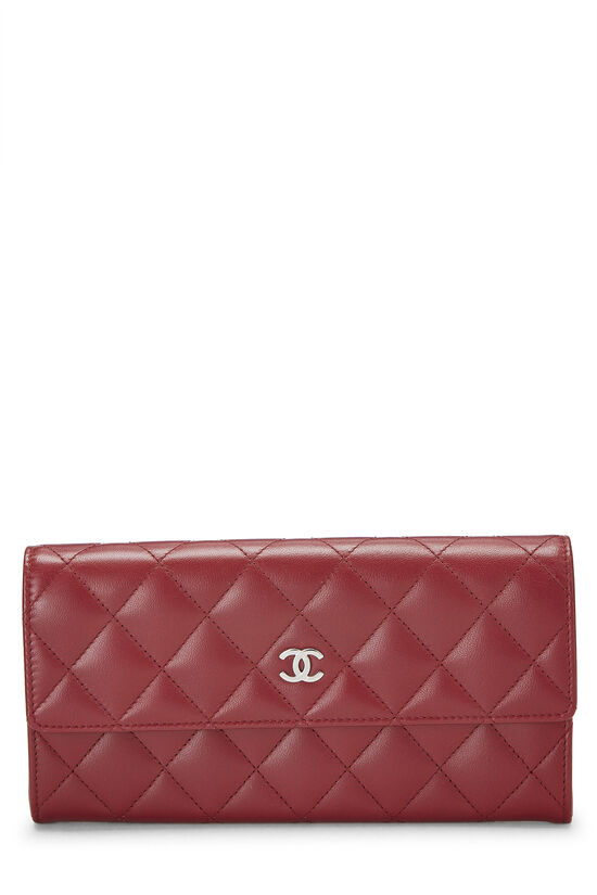 Red Quilted Lambskin 'CC' Long Wallet, , large image number 1