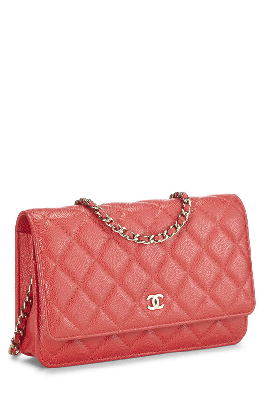Red Quilted Caviar Classic Wallet on Chain (WOC), , large image number 1