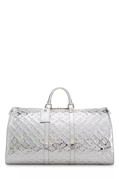 Silver Monogram Miroir Keepall 55