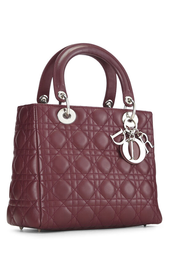Burgundy Cannage Quilted Lambskin Lady Dior Small, , large image number 1