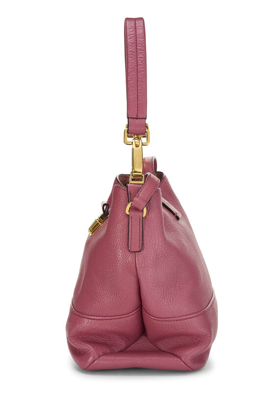Pink Calfskin Leather Convertible Buckle Handbag, , large image number 2