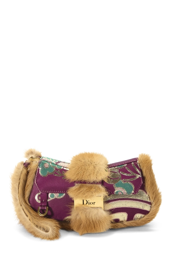 Purple Satin Street Chic Fur Wristlet, , large image number 0