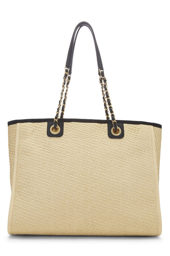 Black & Natural Woven Raffia Deauville Tote Medium, , large image number 4
