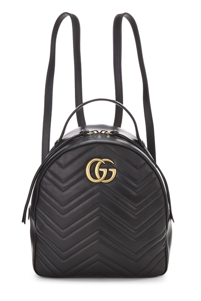 Gucci Black Leather GG Marmont Backpack