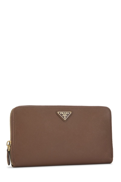 Brown Saffiano Zip Around Wallet, , large