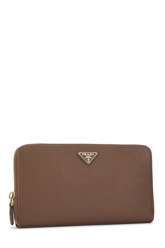 Brown Saffiano Zip Around Wallet, , large image number 1