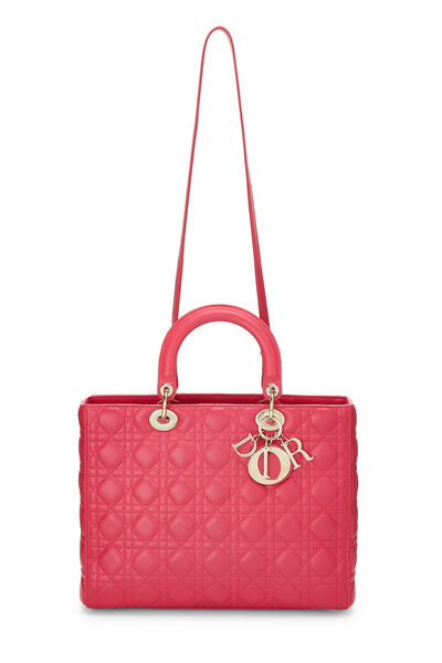 Pink Cannage Quilted Lambskin Lady Dior Large, , large