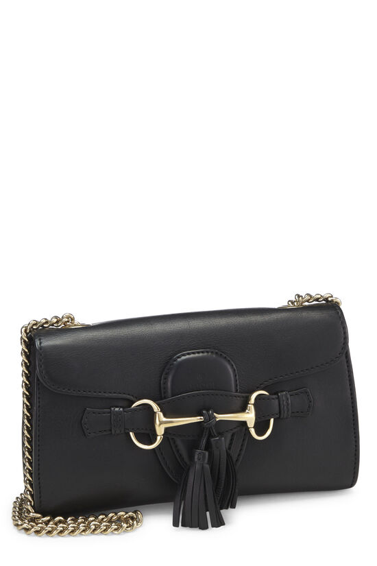 Black Leather Emily Chain Shoulder Bag Small, , large image number 4