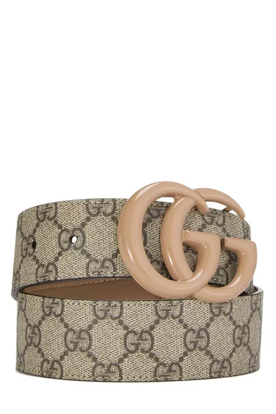 Beige GG Supreme Marmont Belt 75