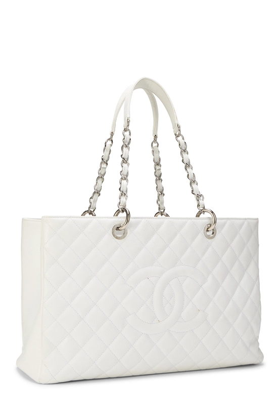 White Quilted Caviar Grand Shopping Tote (GST) XL , , large image number 1