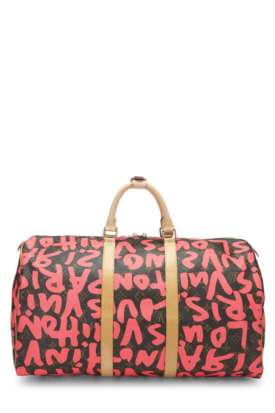 Stephen Sprouse x Louis Vuitton Pink Monogram Graffiti Keepall 50, , large image number 3
