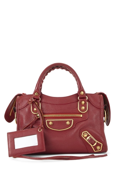 Red Chevre Metallic Edge Classic City Bag Mini