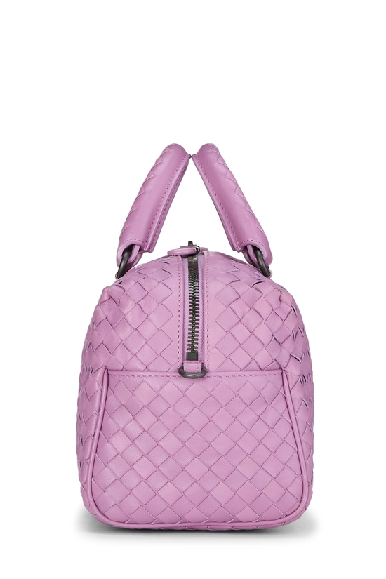 Purple Intrecciato Leather Boston Bag, , large image number 2