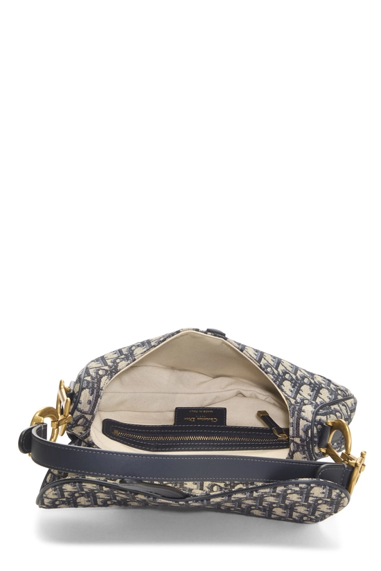 Navy Oblique Jacquard Saddle Bag NM, , large image number 5