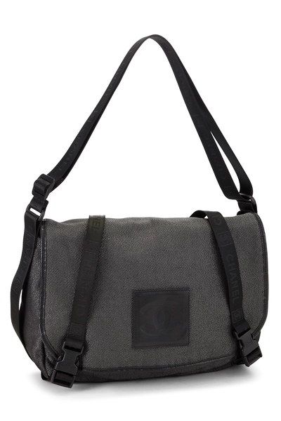 Black Nylon Sportline Messenger Bag, , large