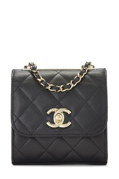 Black Quilted Lambskin Trendy 'CC' Chain Clutch