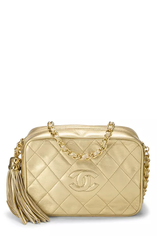 Gold Lambskin Diamond CC Camera Bag Mini, , large image number 0