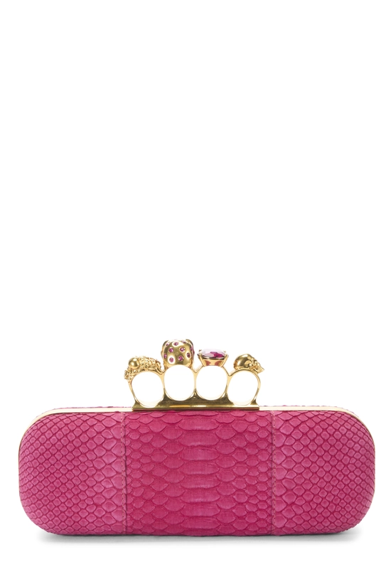 Pink Python Knuckle Clutch, , large image number 3