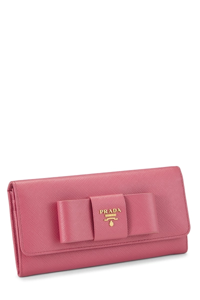 Pink Saffiano Bow Continental Wallet, , large