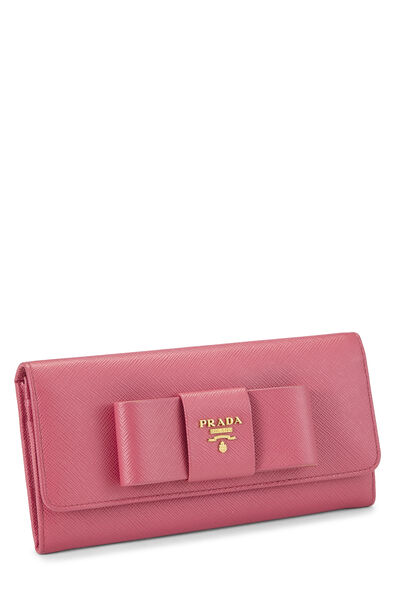 Pink Saffiano Bow Continental Wallet, , large