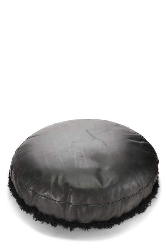 Pre-Owned Black Leather Cemetery Cross Patch Cushion Large