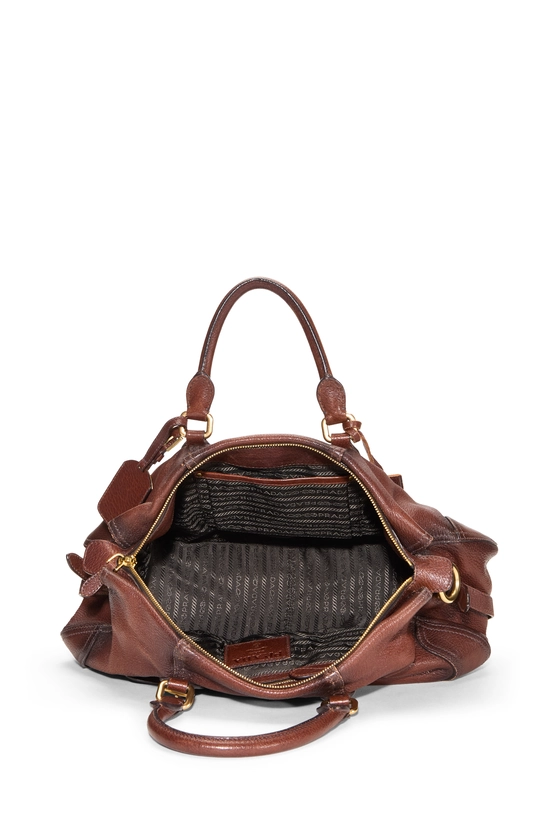 Brown Deerskin Leather Buckle Handbag, , large image number 5