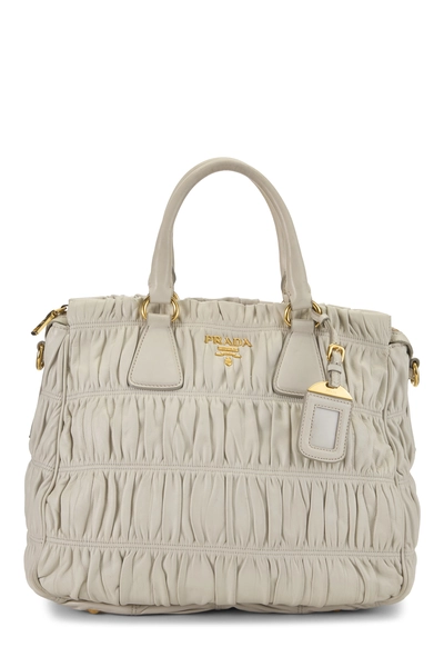 White Nappa Gaufre Convertible Tote