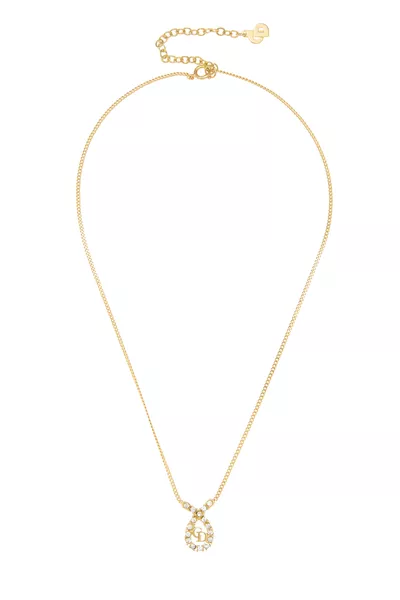 Gold Crystal 'CD' Necklace