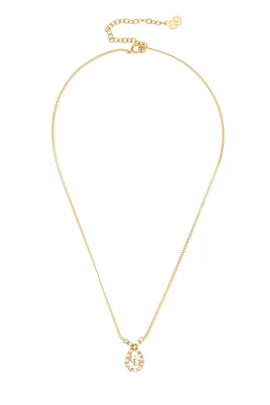 Gold Crystal 'CD' Necklace, , large image number 0