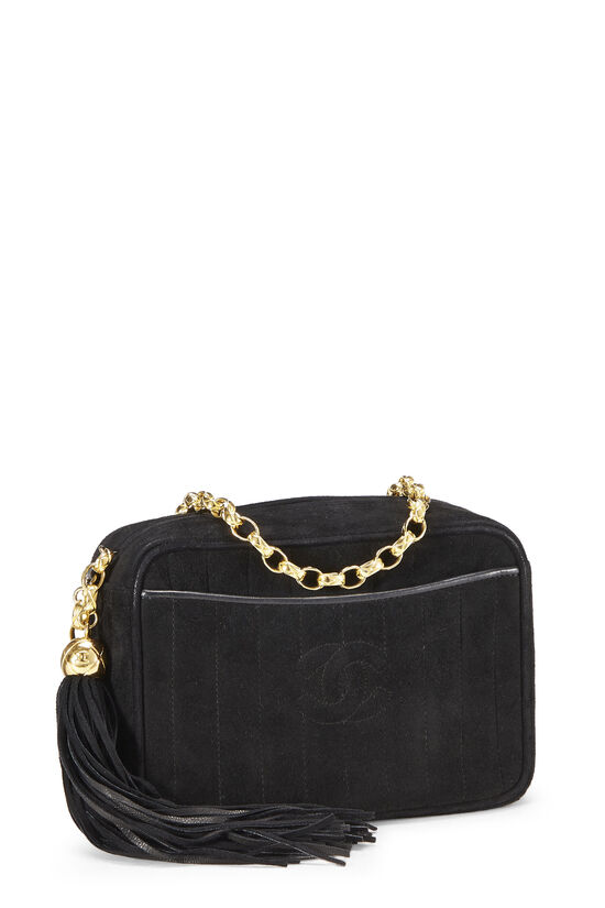 CHANEL Vintage CC Satin Black & Gold Tassel Crossbody bag Gold