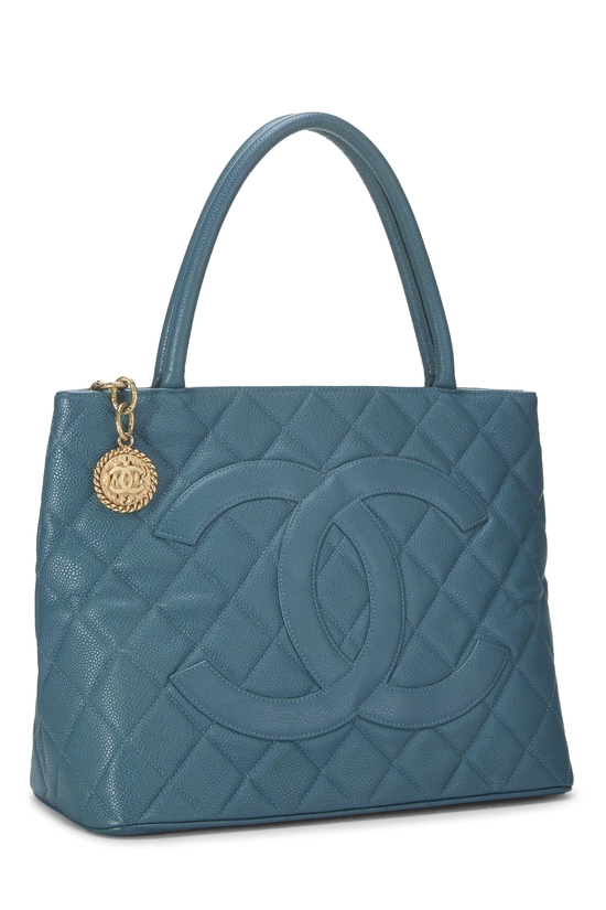 Blue Quilted Caviar Medallion Tote, , large image number 1