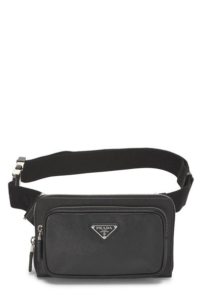 Black Saffiano Leather Belt Bag
