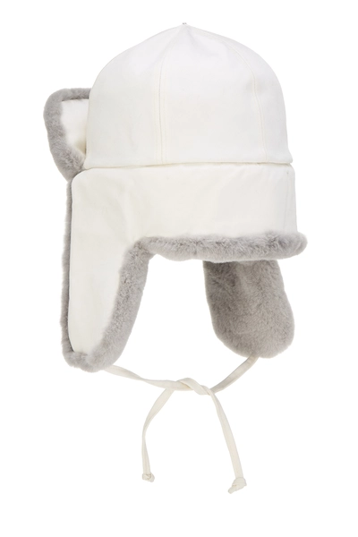 White Canvas Trapper Hat, , large