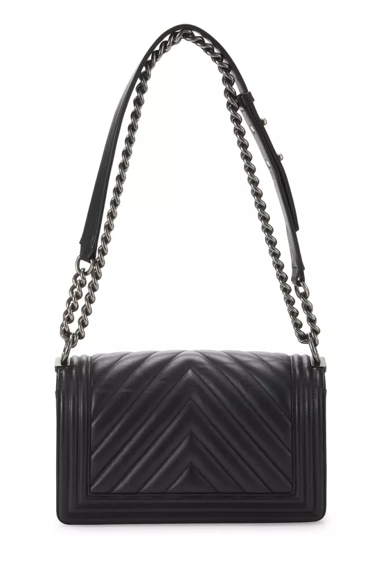 Black Chevron Calfskin Boy Bag Medium, , large image number 3